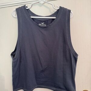 Hollister Women's Slate Blue Ribbed Tank Top